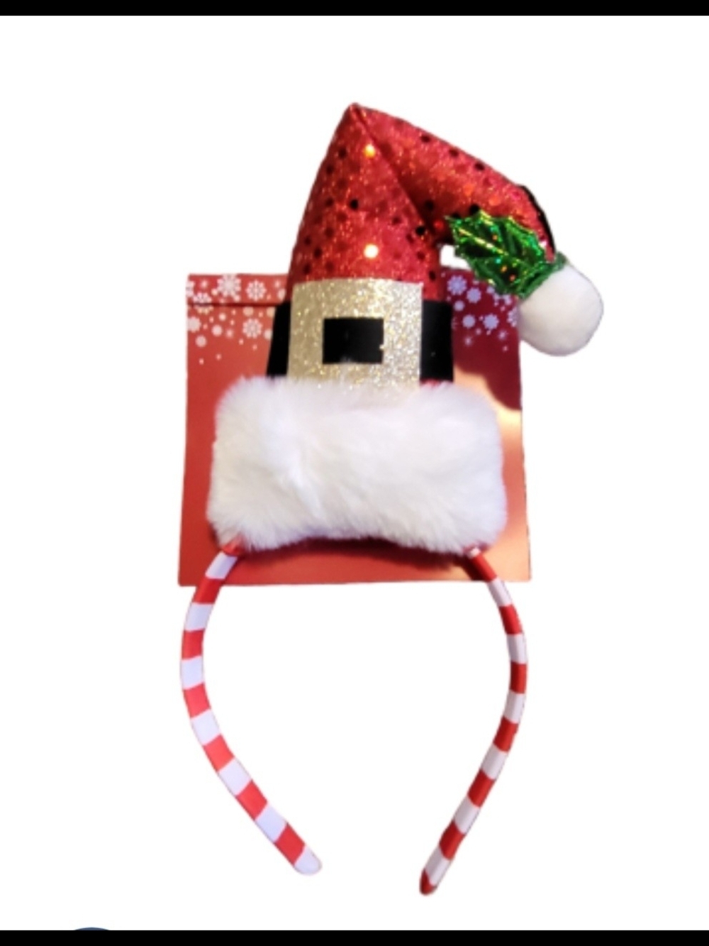 Festive Santa Hat Headband - Red, White, Gold